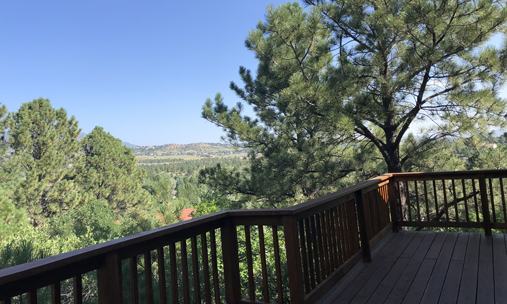 A view from a deck in Colorado Springs brings rest